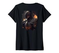 Women's Backprint The Knight a Hero the Gloomy World V-Neck T-Shirt