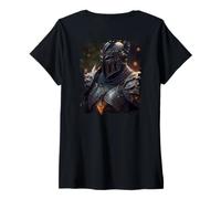 Women's Backprint The Knight Fighting Evil V-Neck T-Shirt