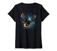 Women's Backprint The Magic Eagle in the Starry Hight Sky V-Neck T-Shirt