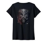 Women's Backprint The Mighty Viking with Armor of war V-Neck T-Shirt