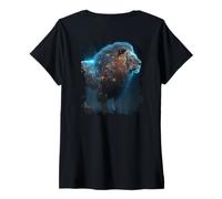 Women's Backprint The Mystical Strong King of Wilderness and Nature V-Neck T-Shirt