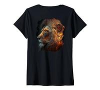 Women's Backprint The Mystical Strong King of Wilderness and Nature V-Neck T-Shirt