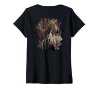 Women's Backprint The photorealistic Zebra in its Wild V-Neck T-Shirt