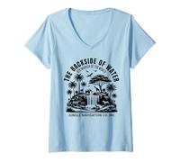 Womens Backside of Water, Cruise Through The Jungle Theme Park Ride V-Neck T-Shirt