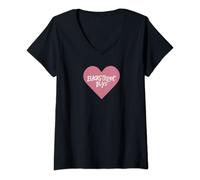 Womens Backstreet Boys - Pink Heart Logo Valentine's Day Black V-Neck T-Shirt