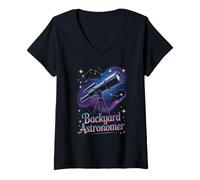 Women's Backyard Astronomer Telescope Stargazing Tee V-Neck T-Shirt