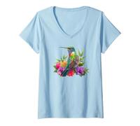 Women's Backyard Bird Watching Watcher Birder Birding Hummingbird V-Neck T-Shirt