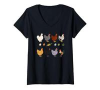 Women's Backyard Chickens Hen Breeds Colorful Egg Collection V-Neck T-Shirt