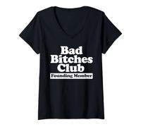 Womens Bad Bitches Club V-Neck T-Shirt