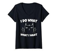 Womens Bad cat I do What I Want V-Neck T-Shirt