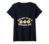 Women's Bad Day to Be A Deviled Egg Family Dinner Happy Thanksgiving V-Neck T-Shirt
