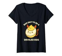 Womens Bad Day to Be A Deviled Egg Funny V-Neck T-Shirt