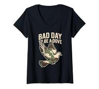 Womens Bad Day to Be a Dove Bird Camo V-Neck T-Shirt