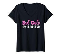 Womens Bad Girls Taste Better Nun Bad Girl Suck Good Girls Tequila V-Neck T-Shirt