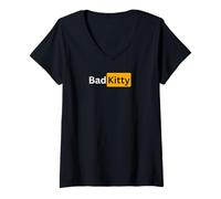 Womens Bad Kitty - Sexy Gifts for Gay Women V-Neck T-Shirt
