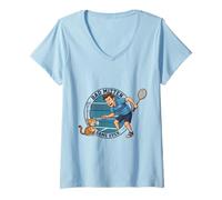 Women's Bad Mitten! Badminton Cat Lover Funny Shuttlecock Design V-Neck T-Shirt