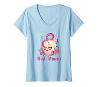 Womens Bad Omens Snake And Skull Grunge Goth Women's Bad Omens V-Neck T-Shirt