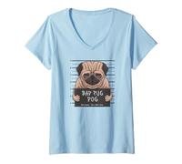 Women's Bad Pug Dog Mom or Dad Love Pugs Dogs Lovers Gift V-Neck T-Shirt