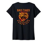 Womens Bad Times Disappointed but not Surprised Motivation Tiger V-Neck T-Shirt