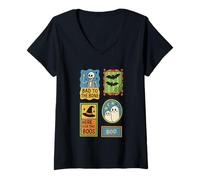 Womens Bad to The Bone Here for The Boos Boo V-Neck T-Shirt