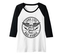 Womens Bad Women Snake Dagger Vintage Rebel Graphic Raglan Baseball Tee