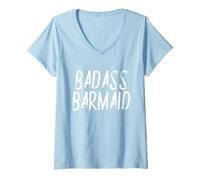Womens Badass Barmaid T-Shirt Funny Sarcastic Gift Women Bartenders V-Neck T-Shirt