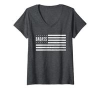 Womens Badass TShirt For A Badass American Flag TShirt V-Neck T-Shirt