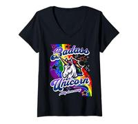 Womens Badass Unicorn Funny Rainbow Unicorn Adult Mad Unicorn Lover V-Neck T-Shirt