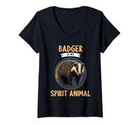 Womens Badgers Badger is My Spirit Animal V-Neck T-Shirt