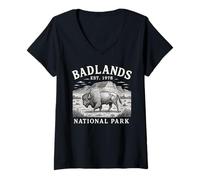 Womens Badlands National Park Bison South Dakota Buffalo Souvenir V-Neck T-Shirt