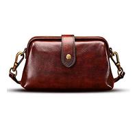 Women's Bag, Retro Handmade Doctor Bag Crossbody Bag Women Vintage Style Leather Crossbody Shoulder Bag (Coffee)