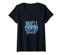 Womens Bagels Strengthen My Spirit Funny Spirituality V-Neck T-Shirt
