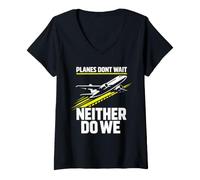 Women's Baggage Handler Ramp Agent Airport Worker Aviation Crew V-Neck T-Shirt