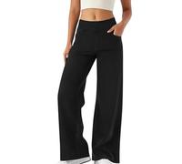 Women's Baggy Jeans Wide Leg High Waisted Slimming Stretch Jeans Y2K Pull on Wide Leg Jeans for Women UK Tummy Control Straight Leg Jeans Denim Pants with 4 Pockets(A2-Black,XL)