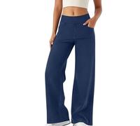 Women's Baggy Jeans Wide Leg High Waisted Slimming Stretch Jeans Y2K Pull on Wide Leg Jeans for Women UK Tummy Control Straight Leg Jeans Denim Pants with 4 Pockets(A2-Dark Blue,XL)