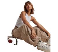 Superdry Vintage Baggy Parachute Cargo Pants Beige S-M Woman