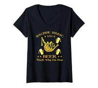 Women's Bagpipe Beer Music Bagpiper Scotland V-Neck T-Shirt