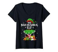 Womens Bah Humbug Elf Christmas Family Elf Squad Xmas Girls Women V-Neck T-Shirt
