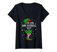 Womens Bah Humbug Elf Christmas Family Group Women Girls Xmas V-Neck T-Shirt