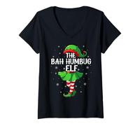 Womens Bah Humbug Elf Christmas Girls Women Elf Squad Xmas Family V-Neck T-Shirt
