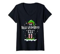 Womens Bah Humbug Elf Squad Family Matching Group Christmas Elf V-Neck T-Shirt