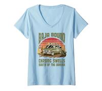 Women's Baja Bound Pacific Coast Road Trip & Surf V-Neck T-Shirt