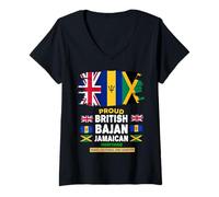 Womens Bajan British & Jamaican Flag Outfit Idea For Women Bajan V-Neck T-Shirt