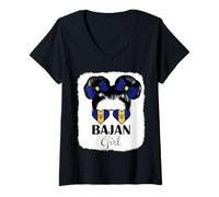 Womens Bajan Girl Barbados Flag Roots Barbadian Pride Heritage V-Neck T-Shirt