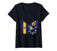 Womens Bajan Girls Roots Barbados Pride Heritage Butterfly Women V-Neck T-Shirt