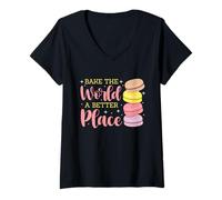 Womens Bake The World a Better Place Design V-Neck T-Shirt