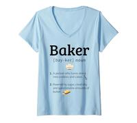 Women's Baker Definition Novelty Graphic Men Women Baking mom dad V-Neck T-Shirt