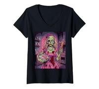 Women's Baker Pastry Chef Bread Cookie Baking Spooky Scary Womens V-Neck T-Shirt