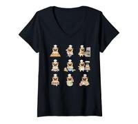 Women's Baker Pug Chef Cookies Cupcakes Baking Pug V-Neck T-Shirt