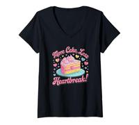 Womens Bakery More Cake Less Heartbreak Baking Dessert Sweet V-Neck T-Shirt